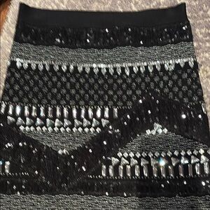 Elegant Black and Silver Sequin Skirt